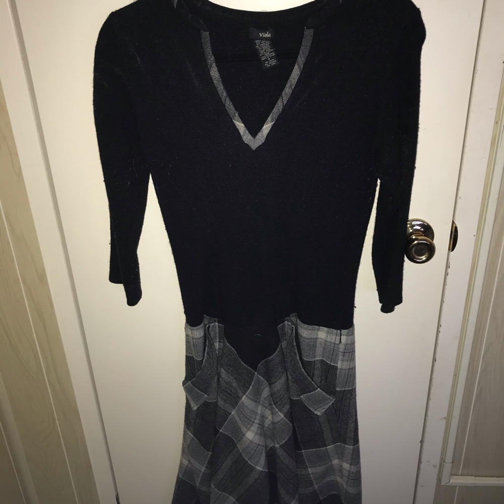 Viola wool 3/4 sleeve dress